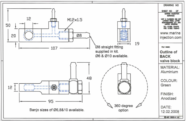 GREEN valve block outline drawing GREEN valve block outline drawing