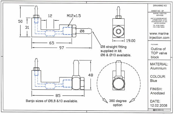 BLUE valve block outline drawing BLUE valve block outline drawing